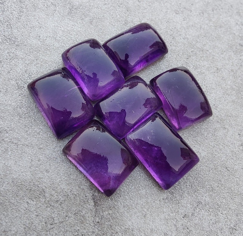8x10mm Purple Amethyst Natural Rectangle Cabochon Loose Gemstone