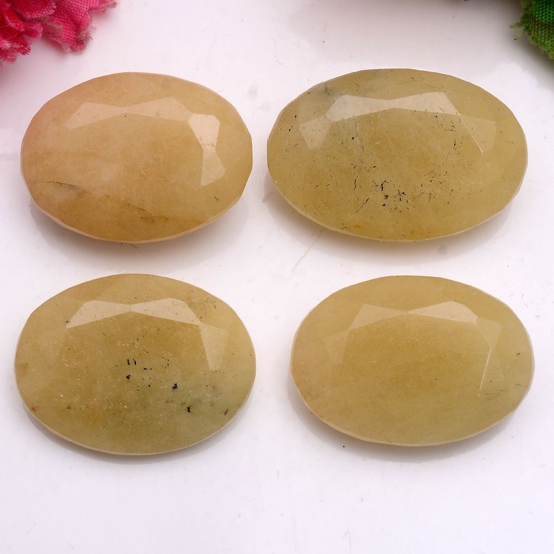 4 Pcs Natural Yellow Beryl 32mm-36mm Oval Cut Untreated Huge Loose Gemstones Lot gallery
