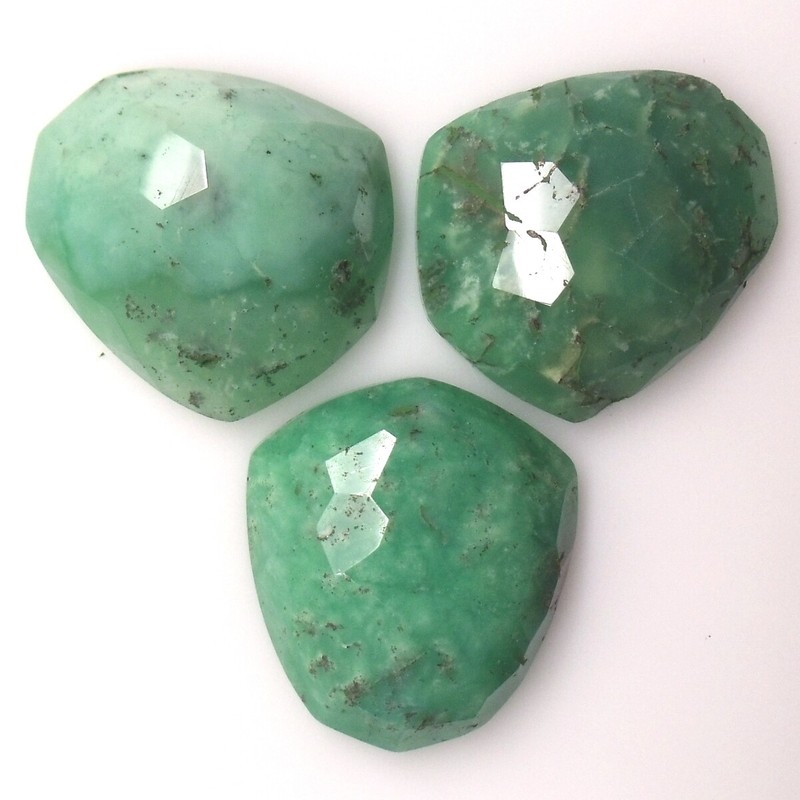 CHRYSOPRASE 30 x 26 MM SHIELD ROSE CUT ALL NATURAL SOLD PER STONE F-1696