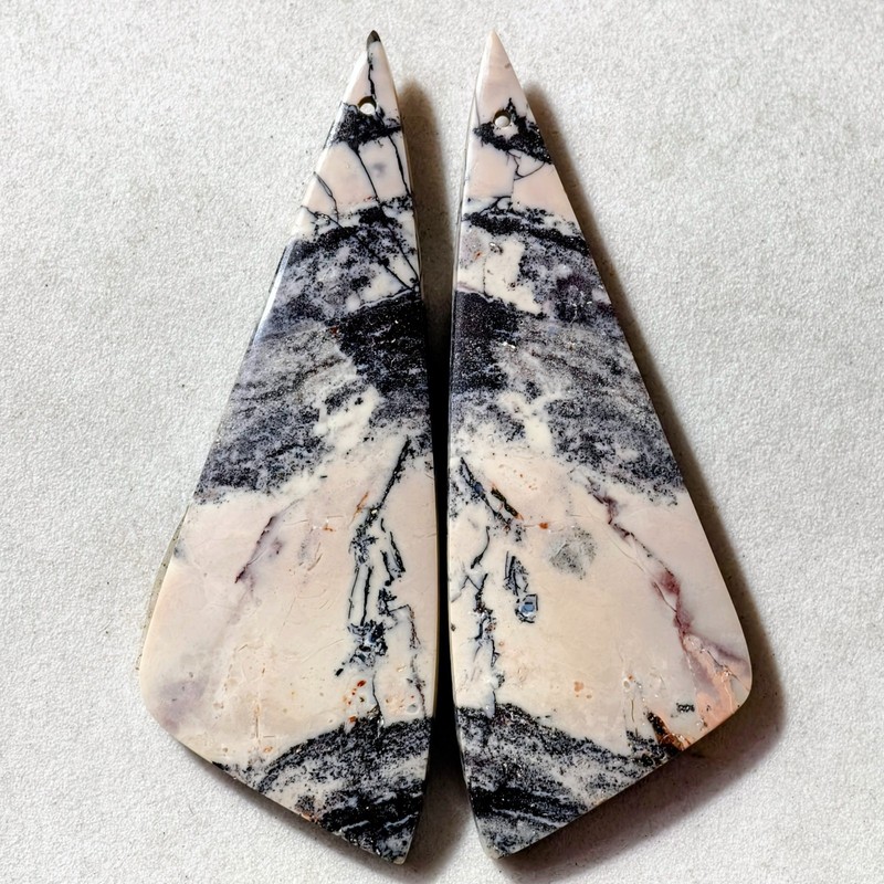 73 Cts Natural Porcelain Jasper Drilled Pair Cabochon Gemstone 58.1X20.8 MM