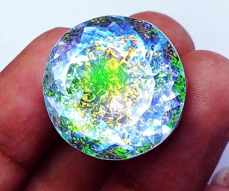 70.20 Ct Natural Monarch Fire Opal Doublet Loose Gemstone Certified Round Cut