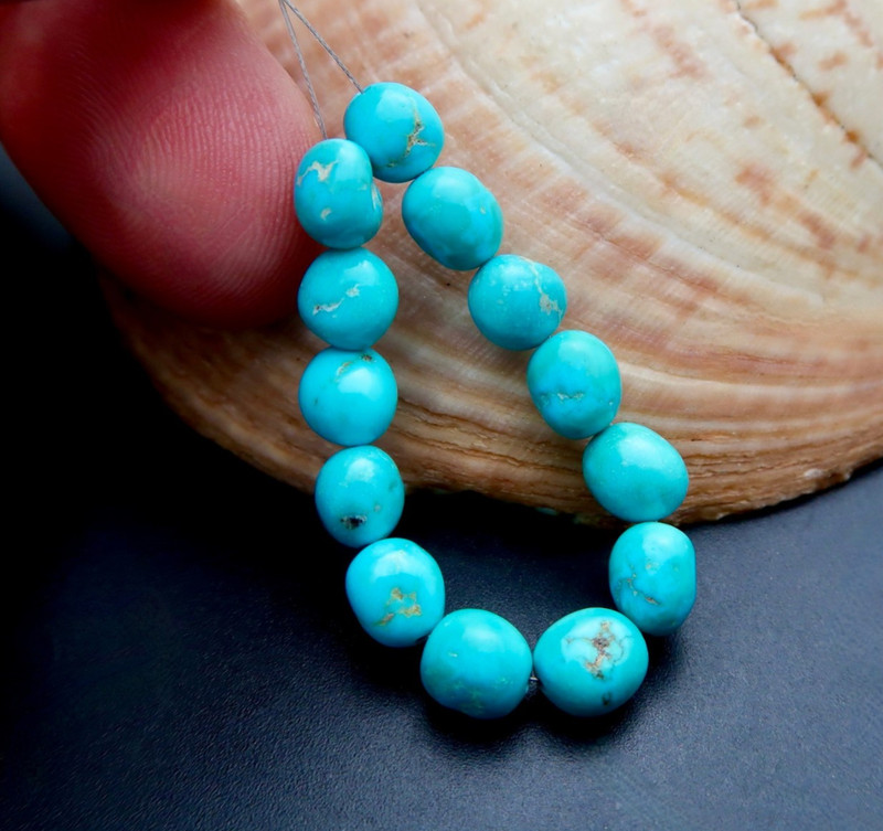 13 AAAA+ NEW SLEEPING BEAUTY TURQUOISE BEADS VIBRANT BRIGHT SKY BLUE