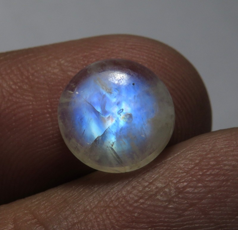 AAA Rainbow Moonstone 3.25ct Round 10x10x4mm Natural Blue Flash Healing Crystal gallery