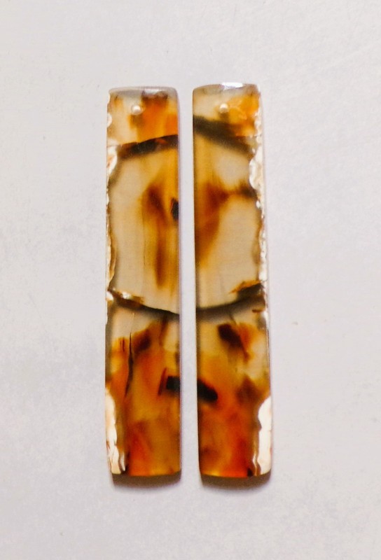 36.70 Cts Natural Montana Agate Drilled Cabochon Match Pair Gemstone 53X10MMD-38