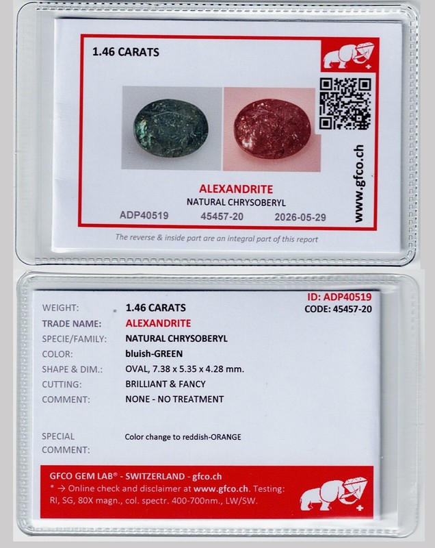 1.46Ct GFCO CERTIFIED_Natural Color Change ALEXANDRITE Oval Gemstone_Sri-Lanka gallery