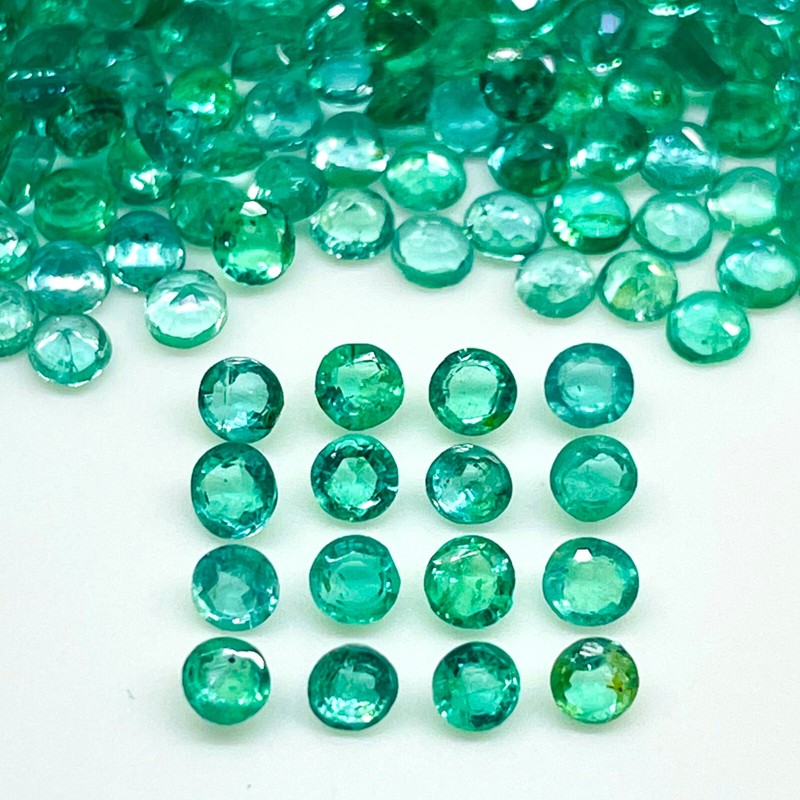 16 Pcs Natural Colombian Emerald 2mm Round Diamond Cut Loose Untreated Gemstones gallery