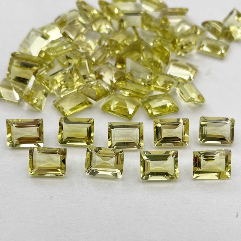 Natural Lemon Quartz Rectangle Cut Loose Stone Lot 55 Pcs 7*9 MM 121 CT
