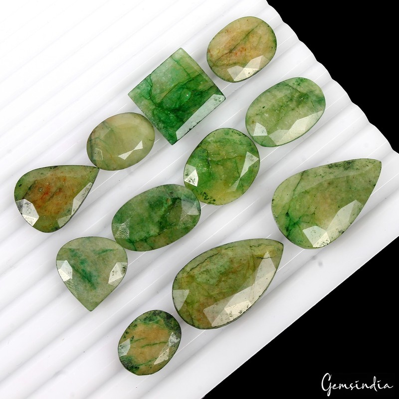 250.00 Ct Natural Green Brazilian Mix Faceted Loose Wholesale Gemstone Lot 11 Pc
