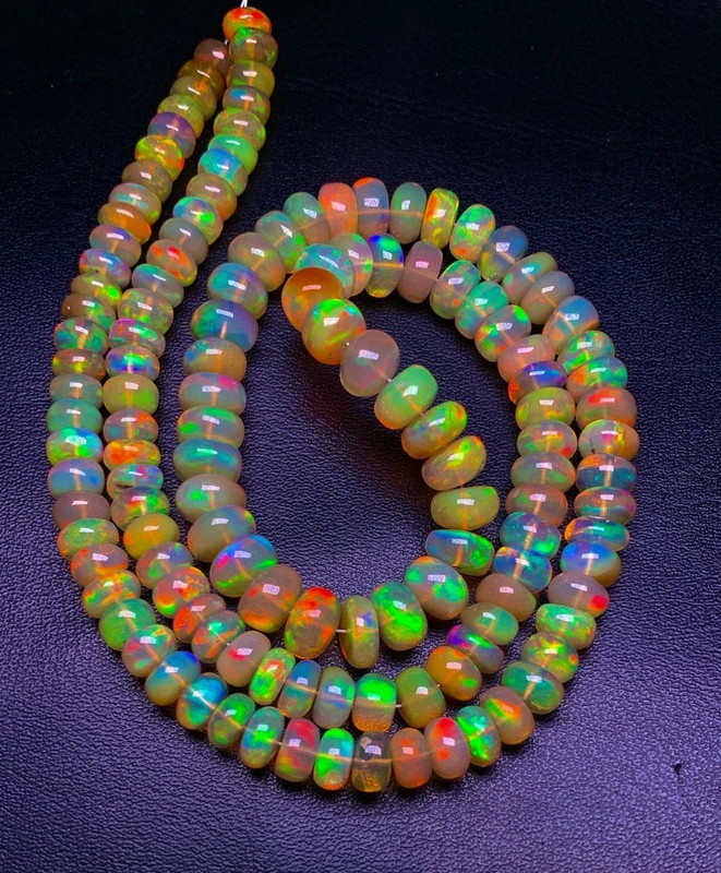 Top Grade!! Quality Natural Ethiopian Opal Gemstone,Smooth Roundel Beads 6-8 MM