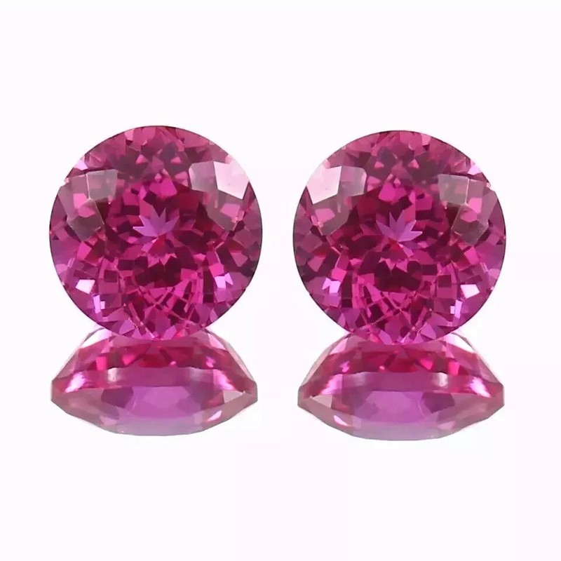 70 Ct Natural Ceylon Round Cut Pink Sapphire Certified Loose Gemstone Pair
