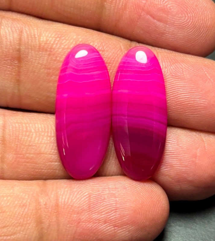 Colored Banded Agate Pair Loose Semi Pericuos Gemstone Cabochon For Jewelry