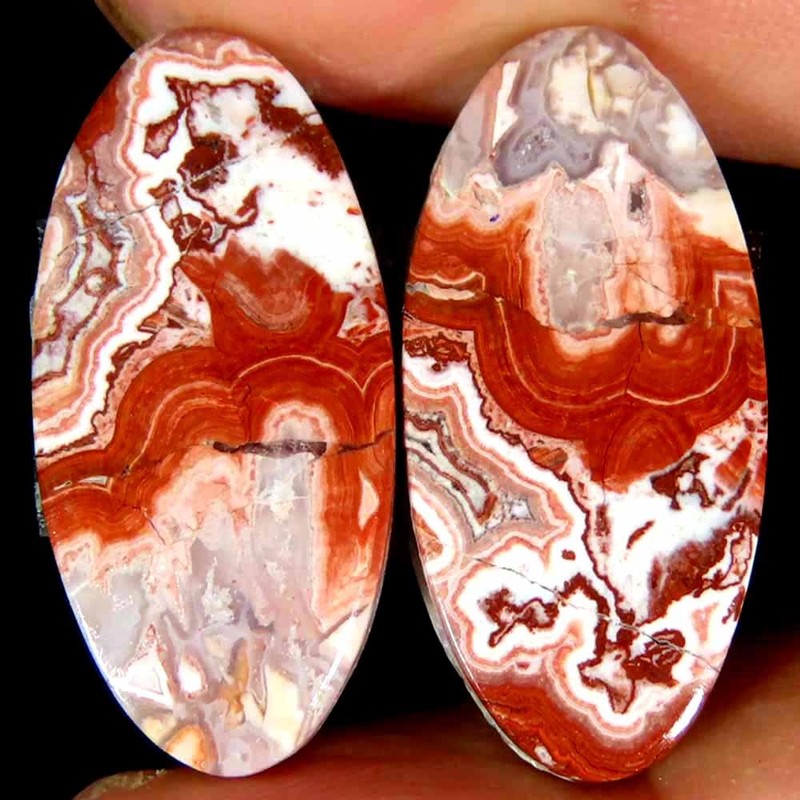 29.60Cts. 100%Natural Designer Rosetta Jasper Oval Pair Cab 13x27x4mm Top Gems
