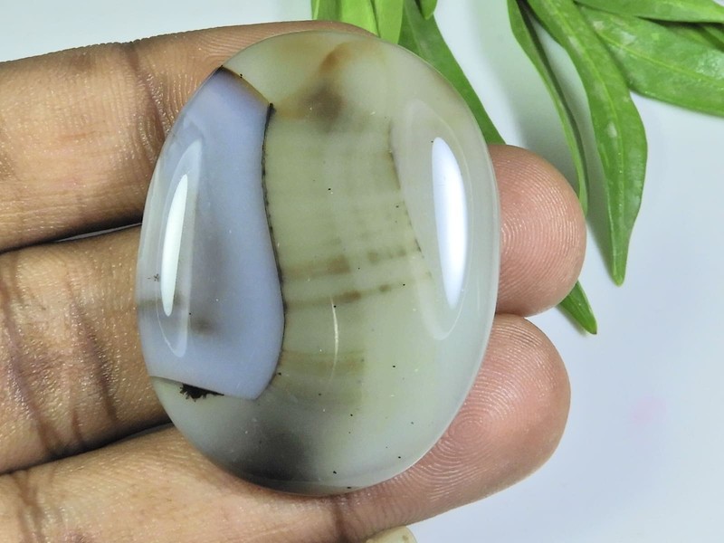 89Cts. Natural Botswana Agate Oval Cabochon Loose Gemstone 32X41X07 MM W658 gallery
