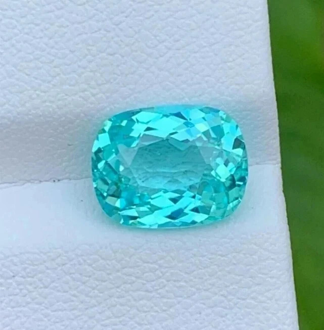 Certified 10.50 Ct Natural Paraiba Tourmaline Neon Blue Cushion Loose Gemstone gallery