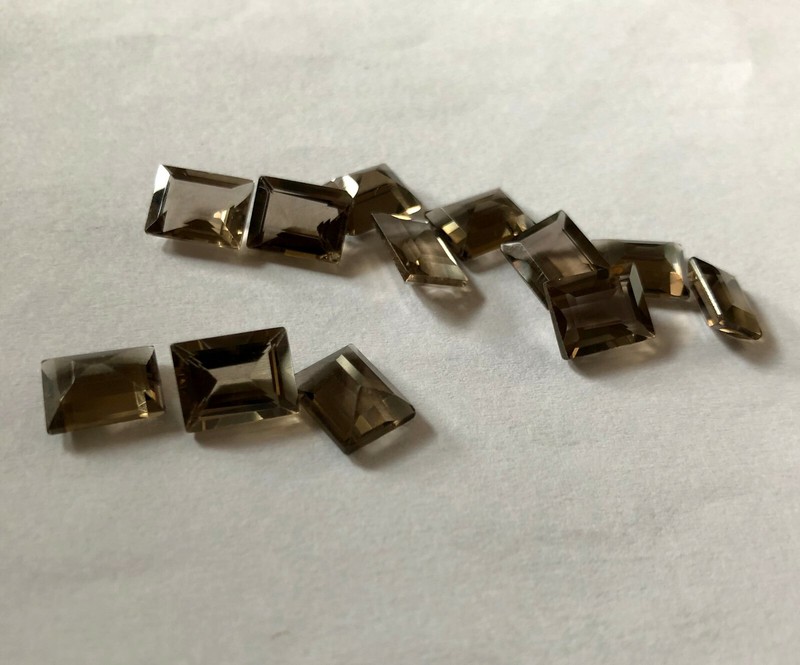 NATURAL SMOKY QUARTZ BAGUETTE MIX CUT 9X7MM TO 12X10MM 7 PCS LOOSE GEMSTONE gallery