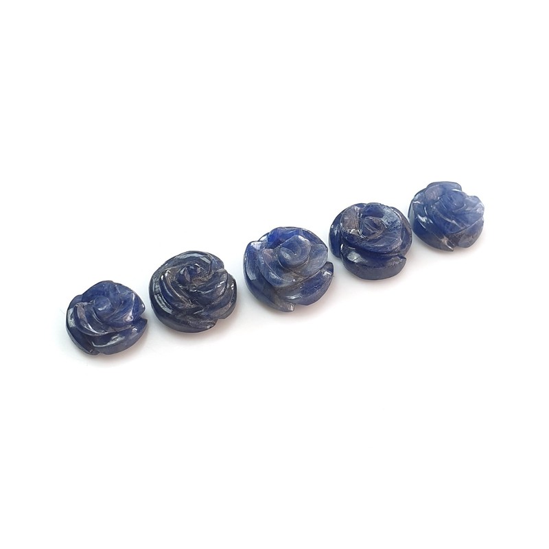 34.00ct Natural Untreated Blue Sapphire Gemstone Flower Carving 10mm – 12mm 5pcs