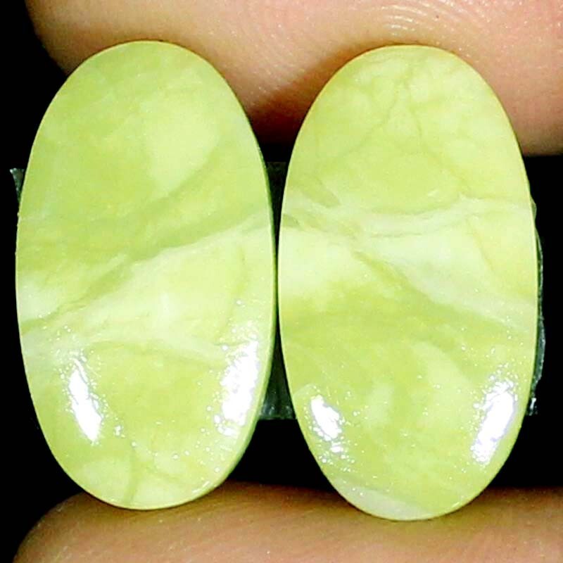 12X22X4 mm 23.25CTS A+ 100% Natural Green Opal Pair Oval Cabochon Loose Gemstone