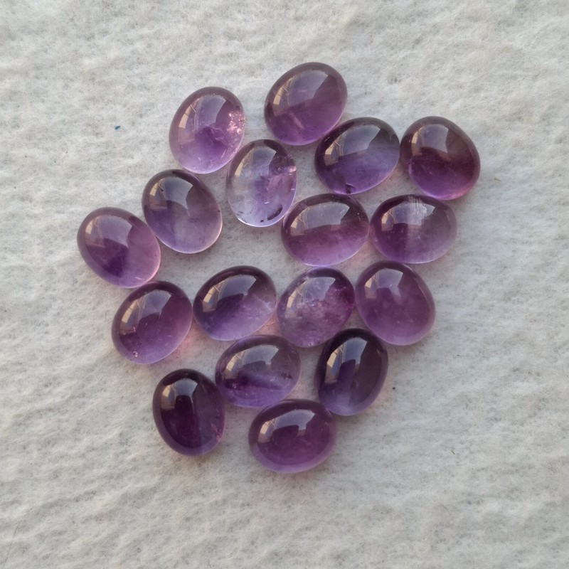 17 Pcs Purple Amethyst Oval Cabochon 8x10mm Approx AMJ2020