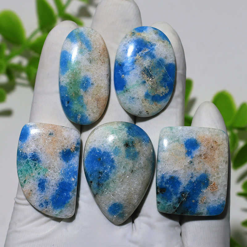 Sky Trapped In Stone~ 5 PC Natural K2 Jasper 31mm-36mm Cabochon Gemstones Lot gallery