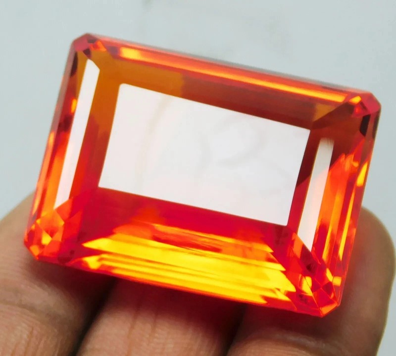 Natural Orange Brazilian Topaz 200 Ct Emerald Cut Loose Gemstone AGL Certified