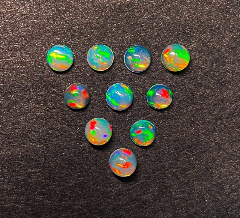 Natural Ethiopian Opal Round Cabochon Loose Gemstone Lot 28 Pcs 4 MM 5 CT gallery
