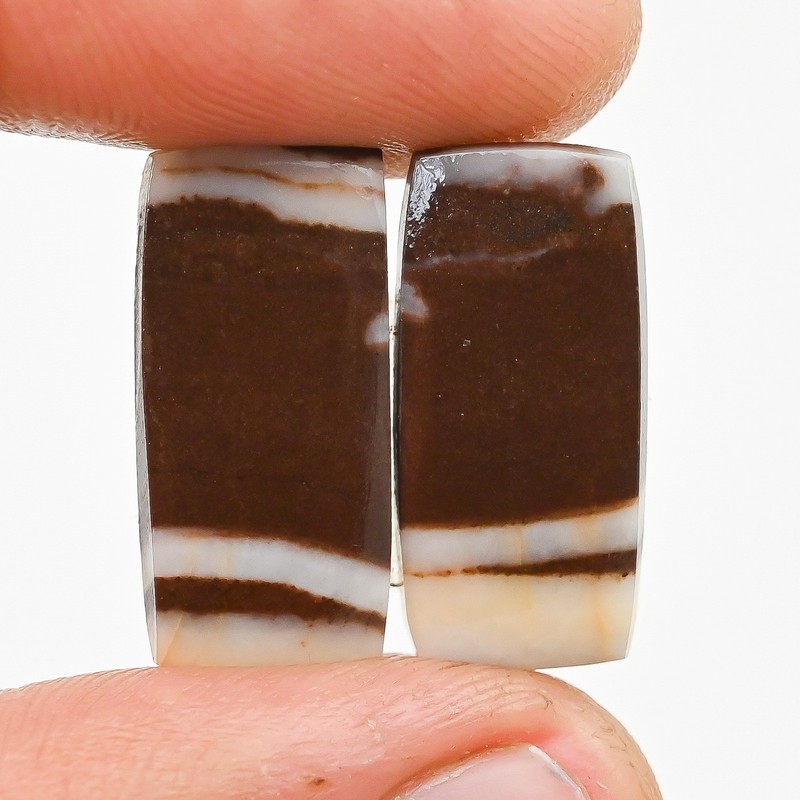 15.50Cts Natural Brown Zebra Jasper Pair Cushion Cabochon Loose Gemstone