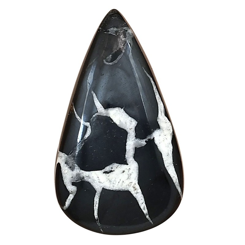 Natural Black Septarian 33.8×19.45×6 mm Pear Shape Polished Gemstone LS02910-47