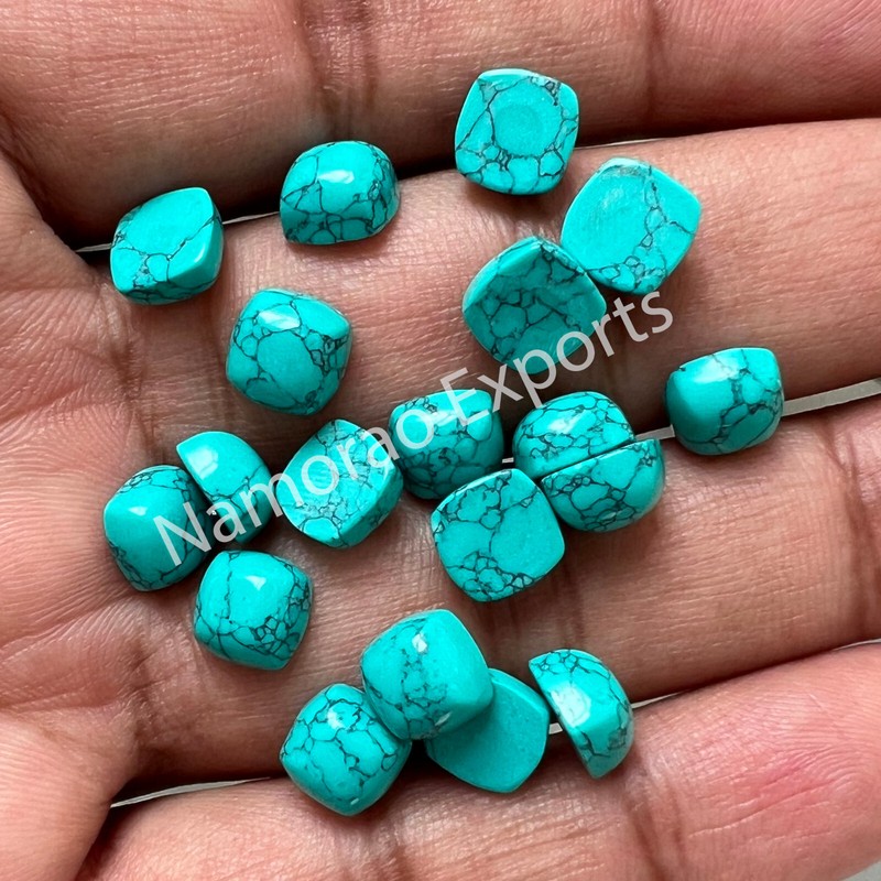 Synthetic Blue Turquoise Cushion 6x6 mm to 20 mm Cabochon Loose Gemstone Lot gallery
