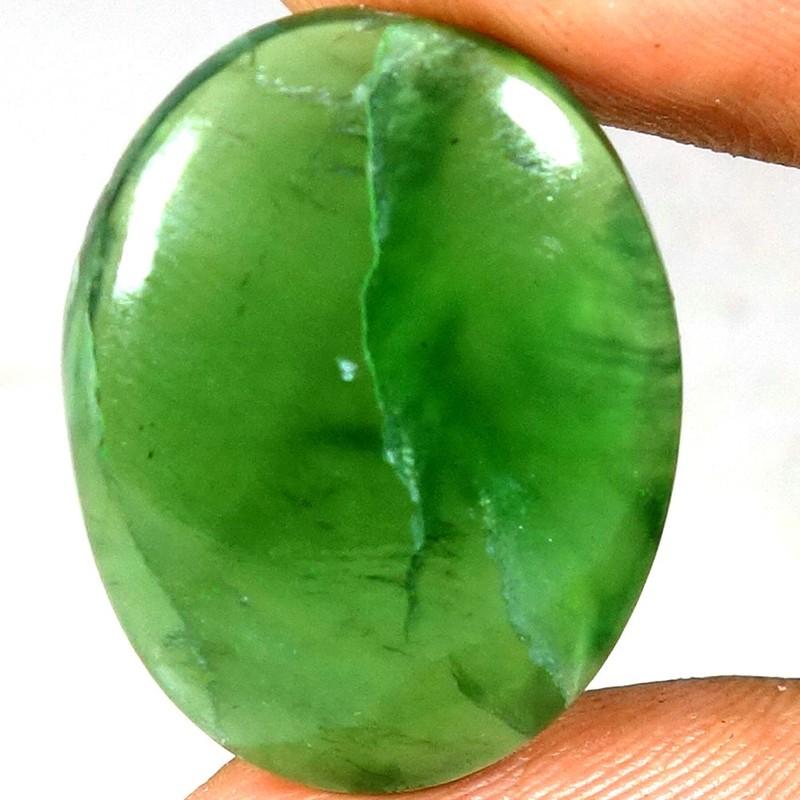 100% Natural Green Jade Oval Cabochon Loose Gemstones 19.55Cts 19x 25x 05mm