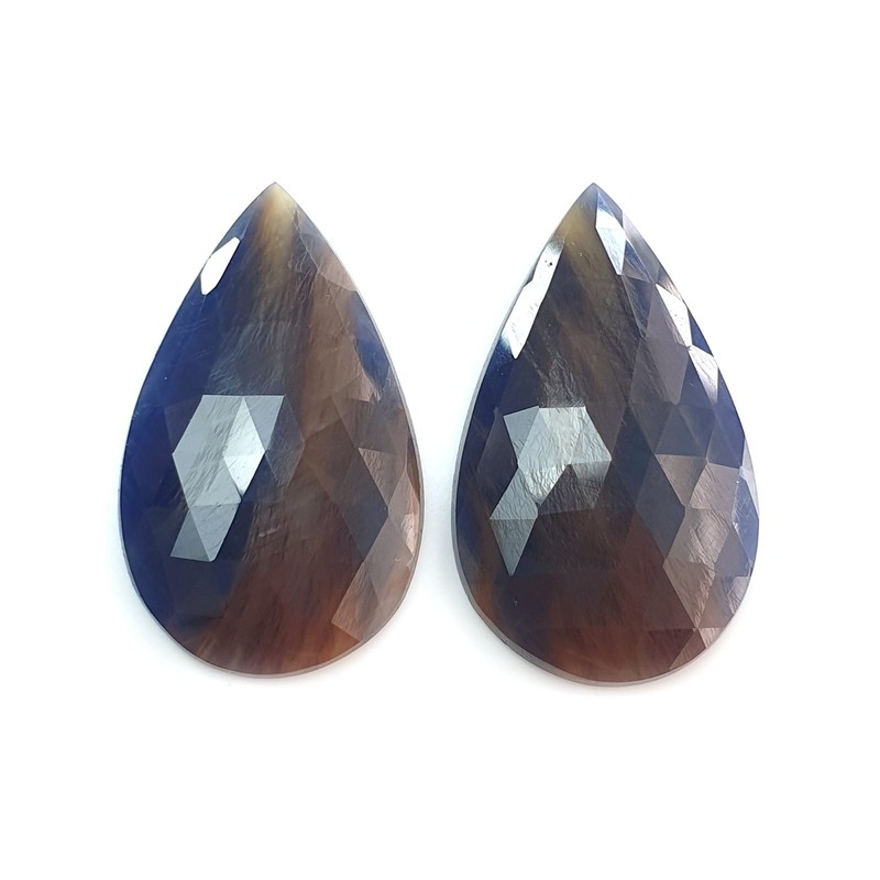 55.50cts Natural Untreated Multi Sapphire Gemstone Pear Rose Cut 34.5*20mm 2pcs