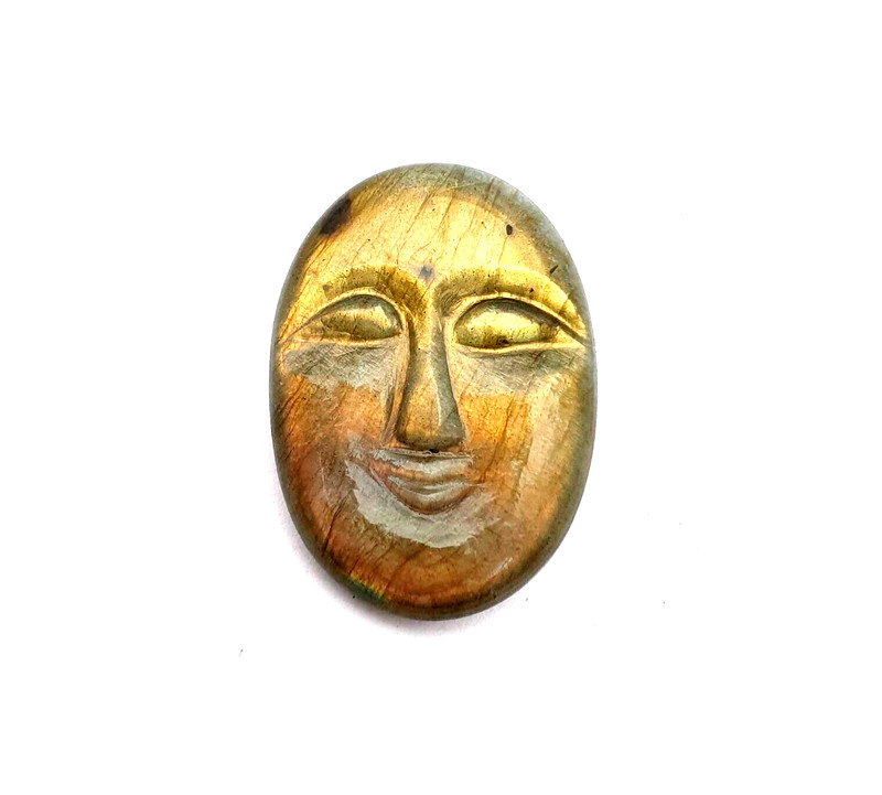 Natural Labradorite Hand Carved Face Loose Gemstone 27*37.50 MM 65 CT