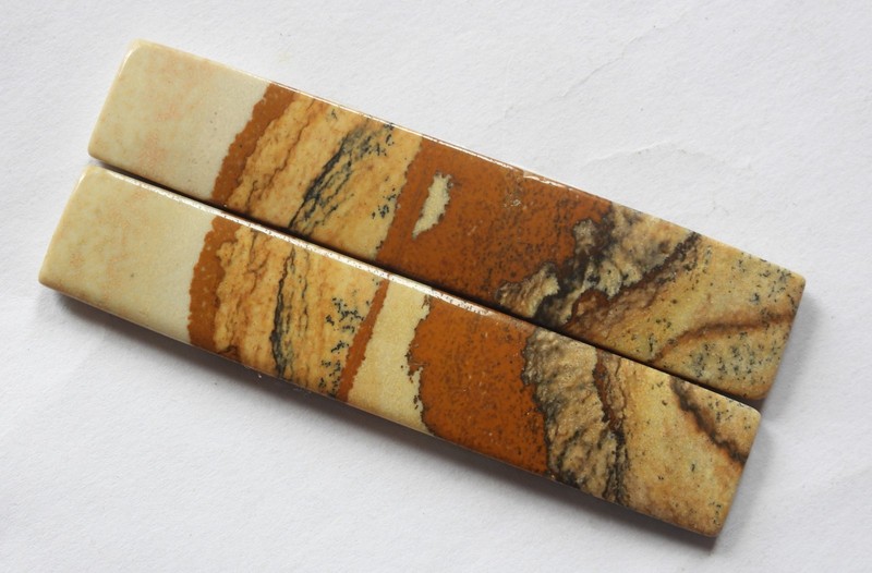 63.50 Ct Natural Picture Jasper (61mm X 12mm each) Cabochon Loose Match Pair