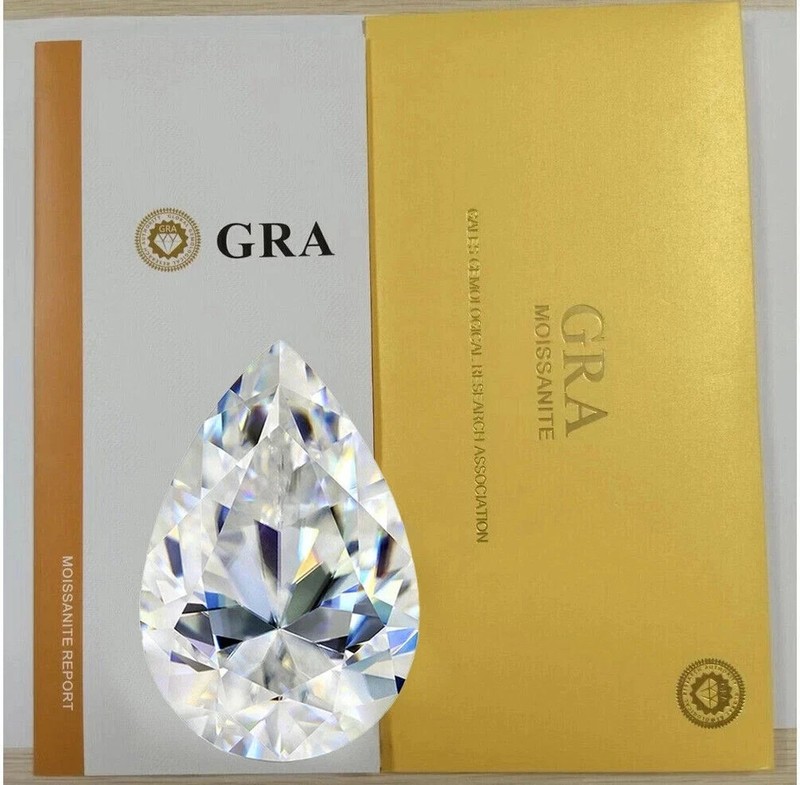 GRA Certified Loose Moissanite Stone Pear-Cut 1.50Ct White D Color VVS1 6×9 mm