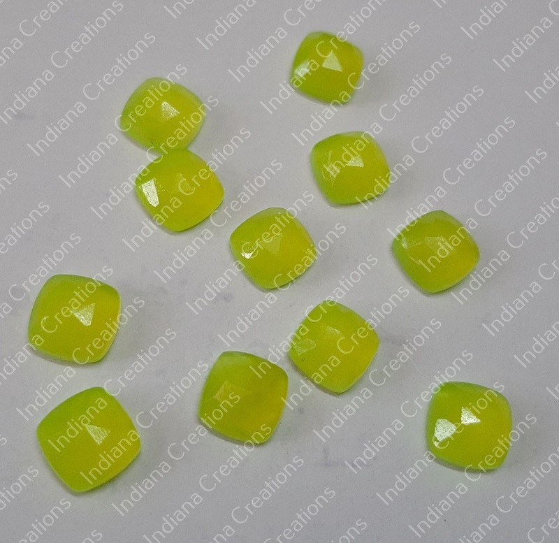Natural Yellow Jade Cushion Rose Cut 6mm To 25mm Loose Gemstone