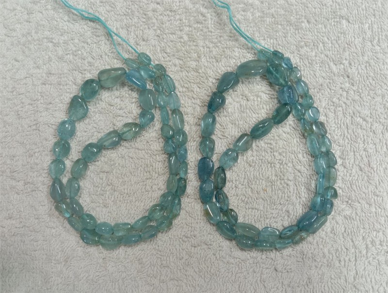 17"Inches 100%!! Natural Aquamarine blue-Colour tumble beads...uneven shape.. gallery