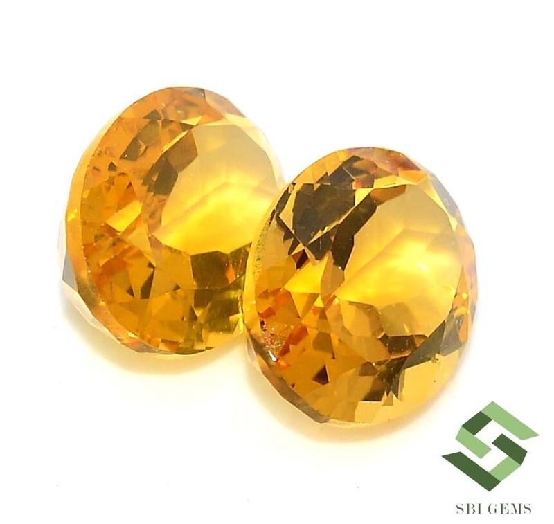 Certified Natural Citrine Oval Cut Pair 14x10 mm 11.54 CTS Untreated Loose Gems gallery