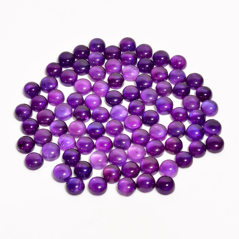 Natural Amethyst Round Shape Cabochon Loose Gemstone Lot 20 Ct. 9X9 mm
