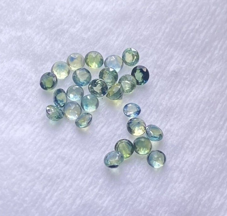 3.00 CTS, 25 PCS, ROUND 2.7 MM, AUSTRALIAN BLUE/GREEN SAPPHIRE, VVS/VS QUALITY