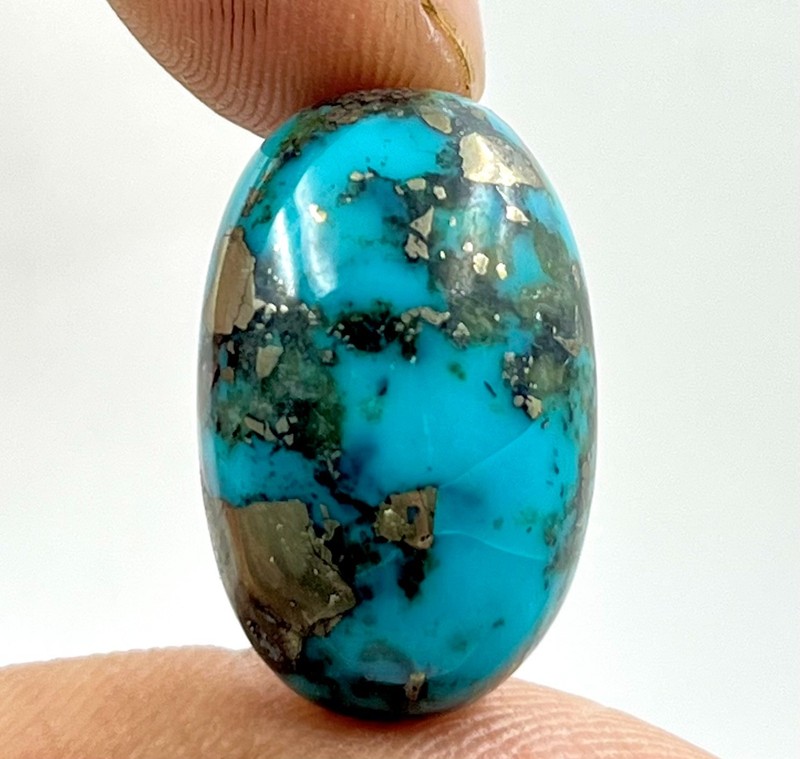 24x15x9 MM 30.Carat Natural Blue Turquoise Oval Cabochon Loose Gemstone CW=142