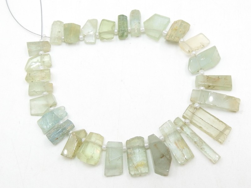 Aquamarine Natural Crystal Rough Stick Beads/8Inches Strand 23X4 To 9X5MM Approx