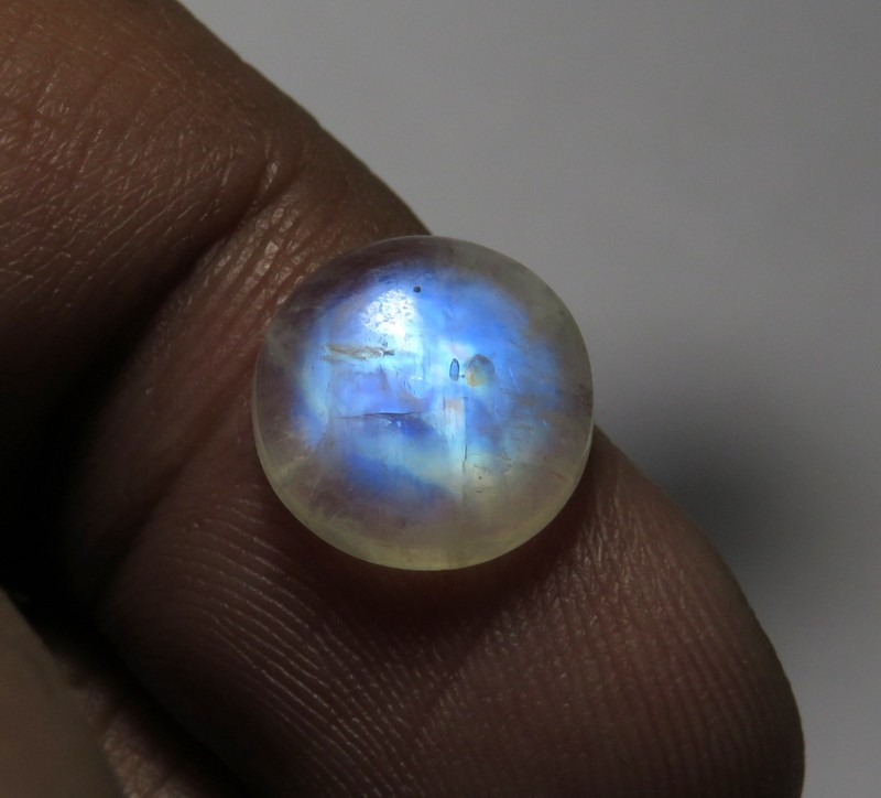 AAA Rainbow Moonstone 3.25ct Round 10x10x4mm Natural Blue Flash Healing Crystal gallery