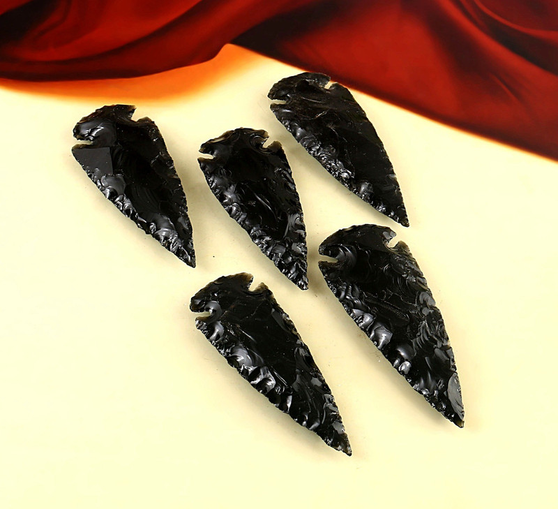 2” Black Obsidian Arrowhead, stone arrowhead, Crystal Obsidian Arrowhead 5 Pics