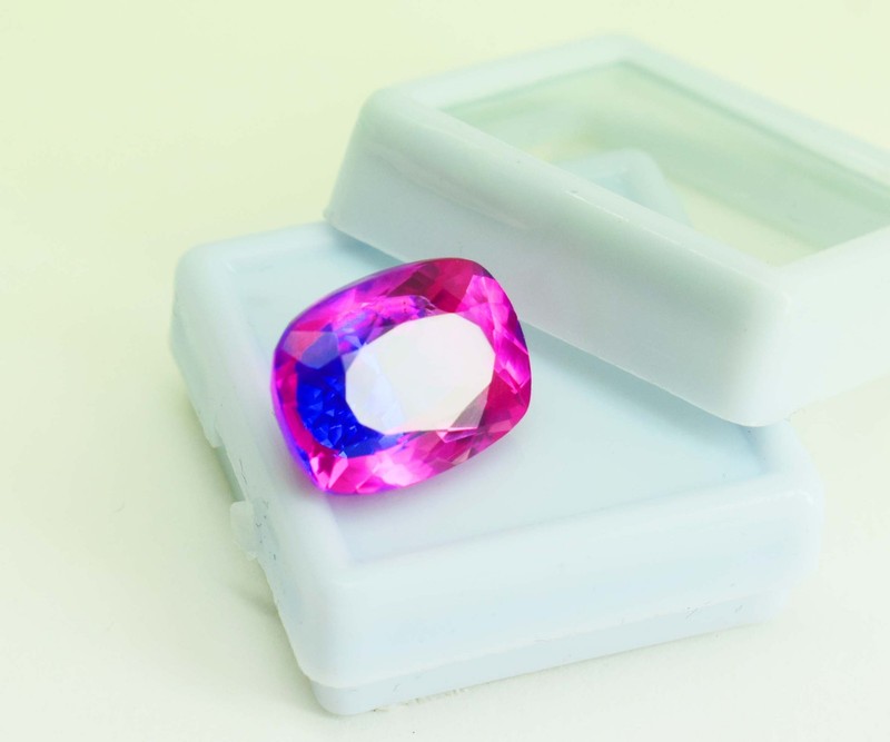 16Ct Rare Pitambari Sapphire Bicolor Gemstone Cushion cut loose Pitambari gallery