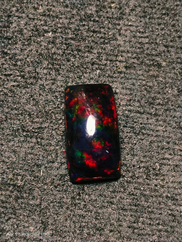 AWESOME 3D BROAD FLASH PATTERN NATURAL WELO FIRE BLACK OPAL CABOCHON Baguette