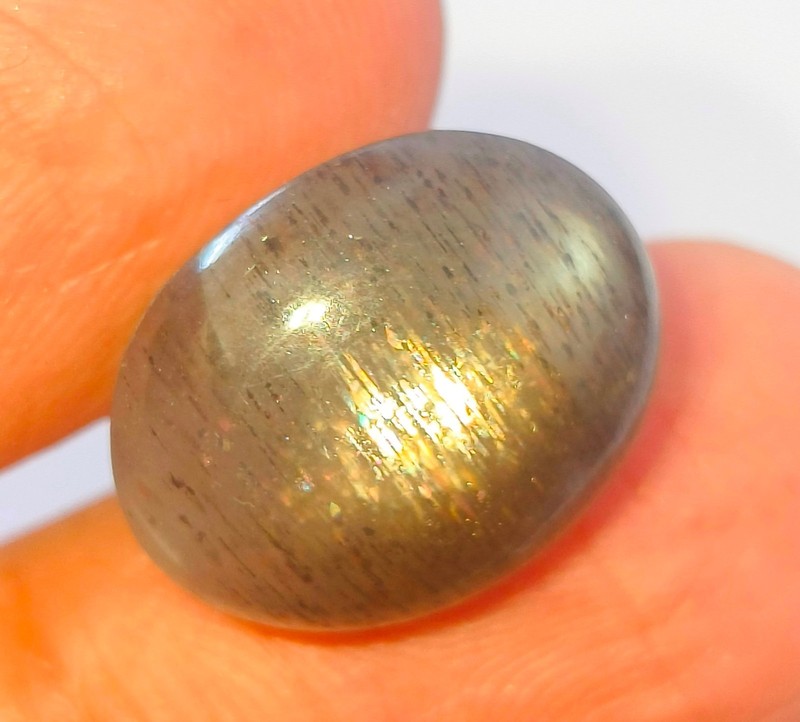 Natural Gray Sunstone Cats Eye Oval Cabochon Loose Gemstone Y22-1 gallery