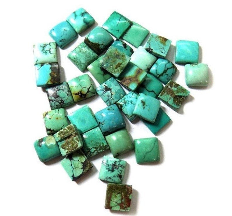 Natural Tibetan Turquoise Square Cabochon 6mm To 12mm Loose Gemstone