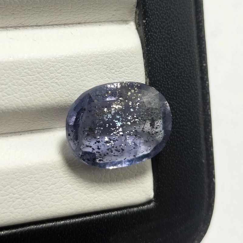 Natural Iolite Sunstone 5 Ct, Oval Gemstone Violet Included Stone Jewelry Making