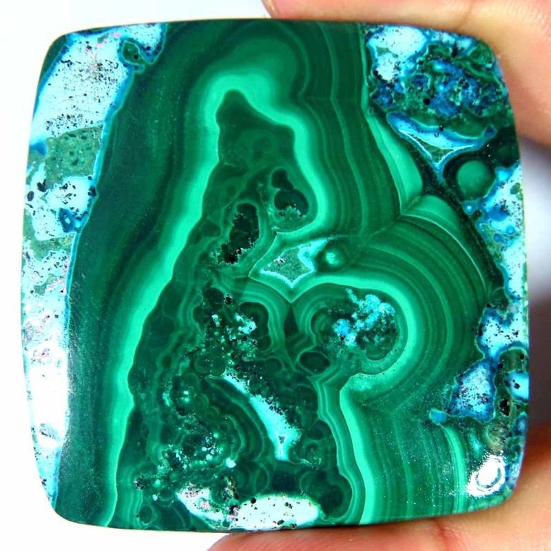 181.20Cts.100%Natural Big Malachite Chrysocolla Cushion Cab 48x48x5mm Top Gems