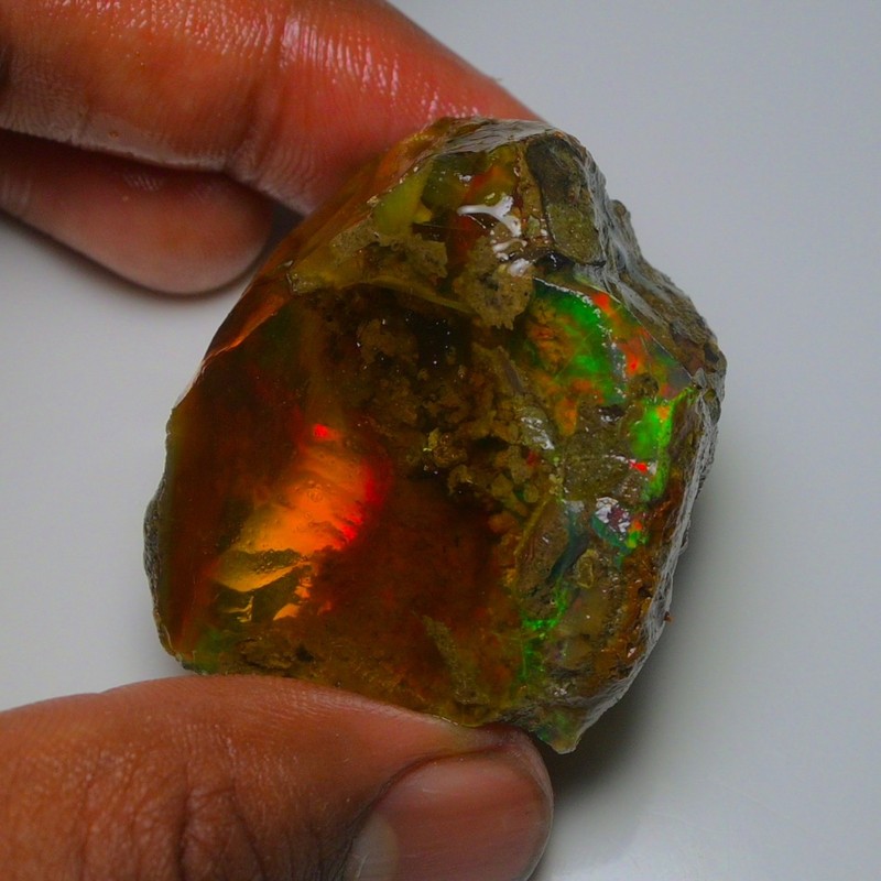 Ethiopian Oil Opal Specimen 169.20 cts Natural Rough Gemstone – Fire Opal Roug