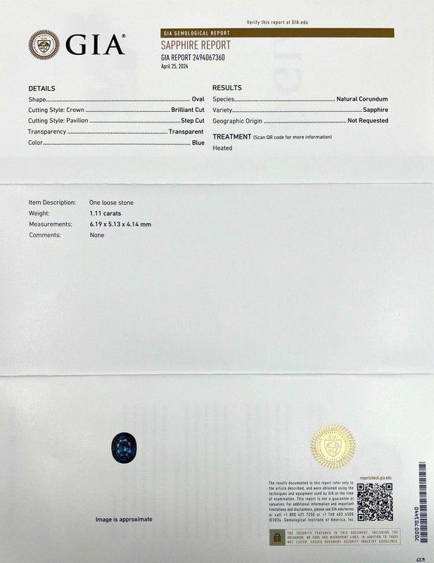 1.11ct GIA CERTIFIED Natural VIVID Blue Sapphire Oval Cut Gemstone 6.1x5.1mm gallery